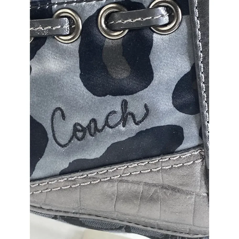 Coach Zoe Patchwork Silver Animal Print Black Gray Purse Suede Model f0873-12901 - Picture 9 of 16